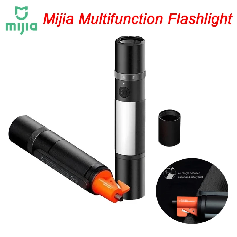 Mijia Multi-functional LED Flashlight Zoomable Ultra Bright Window Breaker Safety Belt Cutter Car Emergency Light 3100mAh