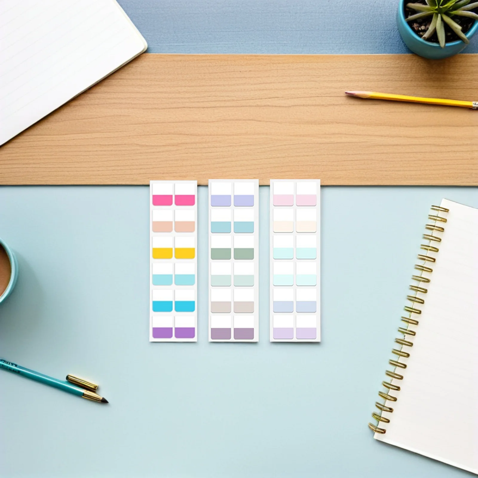 30 fogli di schede indice per marcatura, set di pennarelli colorati e adesivi, schede rimovibili per quaderni, etichette indice per annotare libri