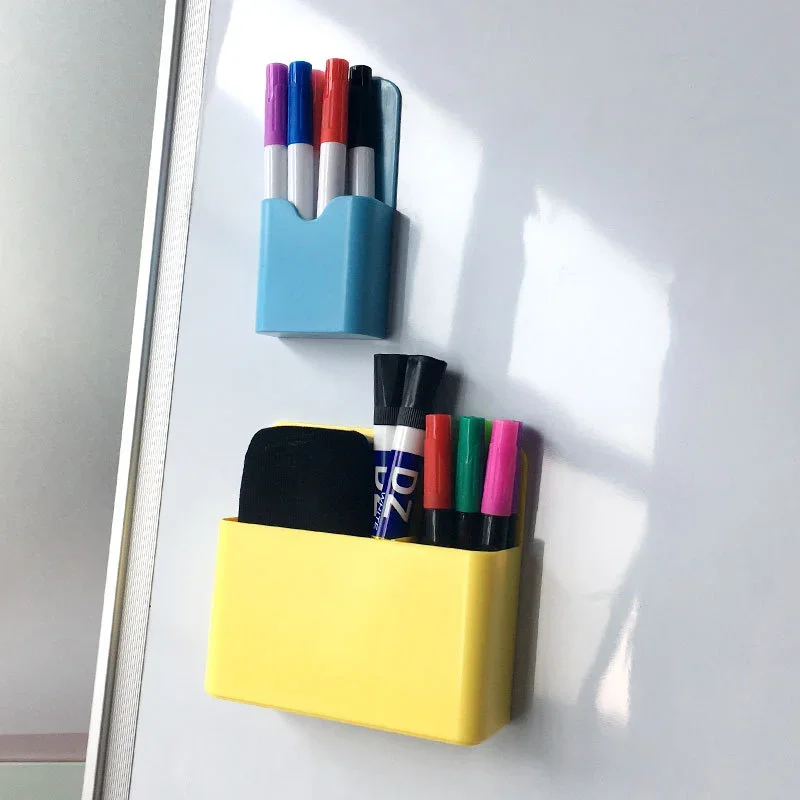 Magnetic Fridge Storage Box Cans Marker Pencil Pen Holder Desk Organizer Storage Accessory Magnet Plastic Office School Supplies