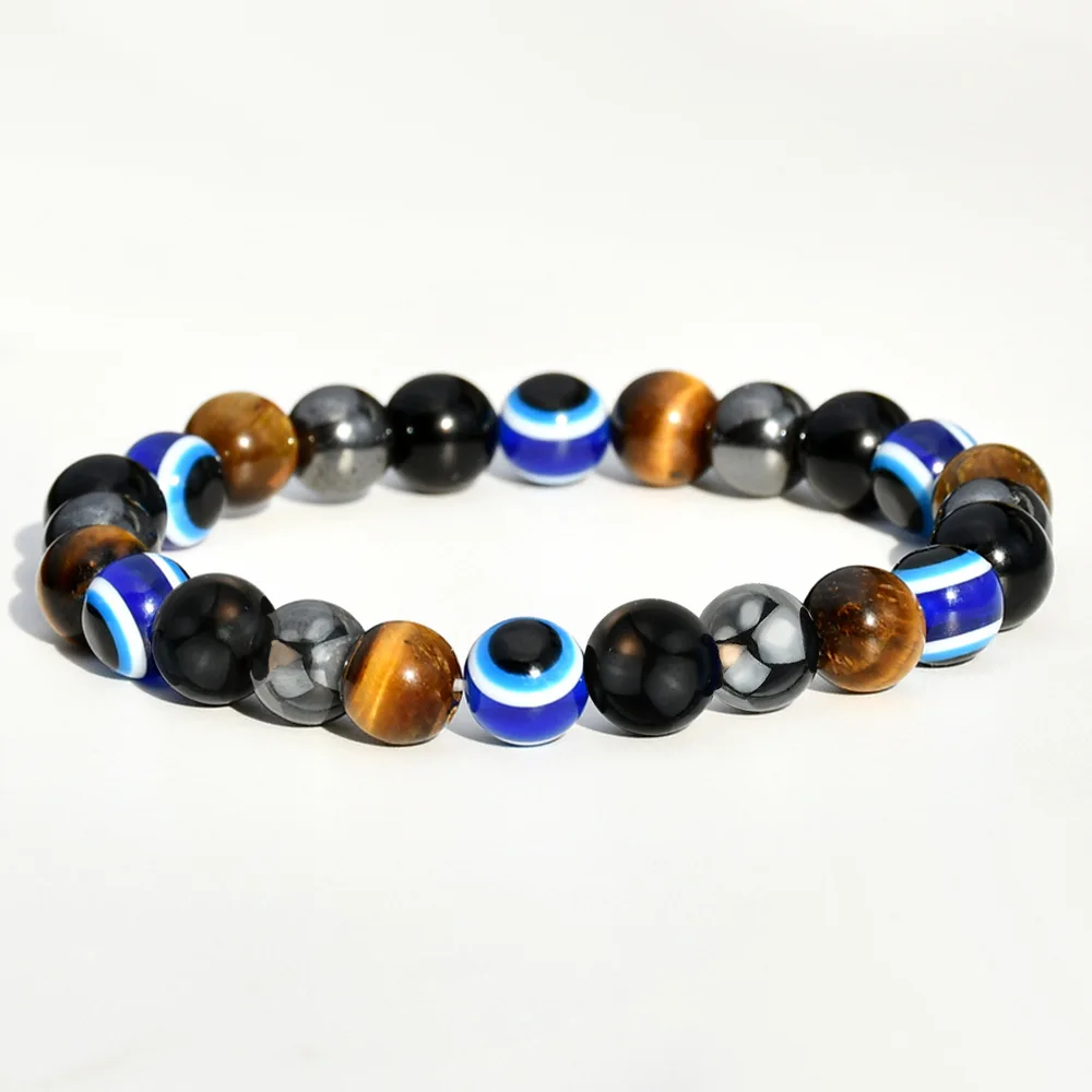 OAIITE High Quality Natural Stone Bracelets Attract Money Wealth Health Pulse Hematite Tiger Eye Bracelets for Men Women Gifts