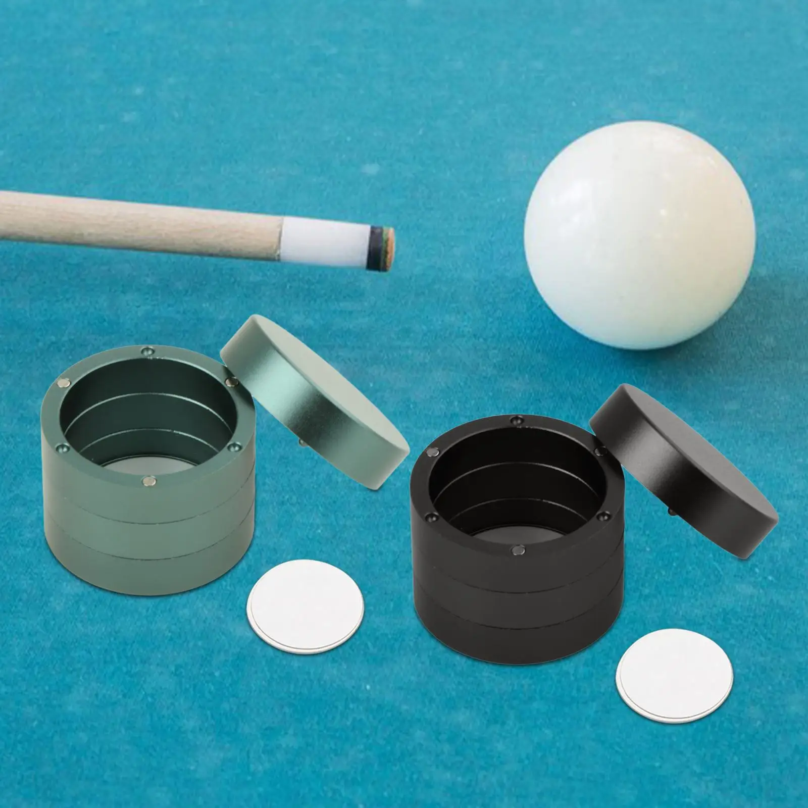 Pool Billiard Chalk Holder Practical Portable Round Four Sections Round