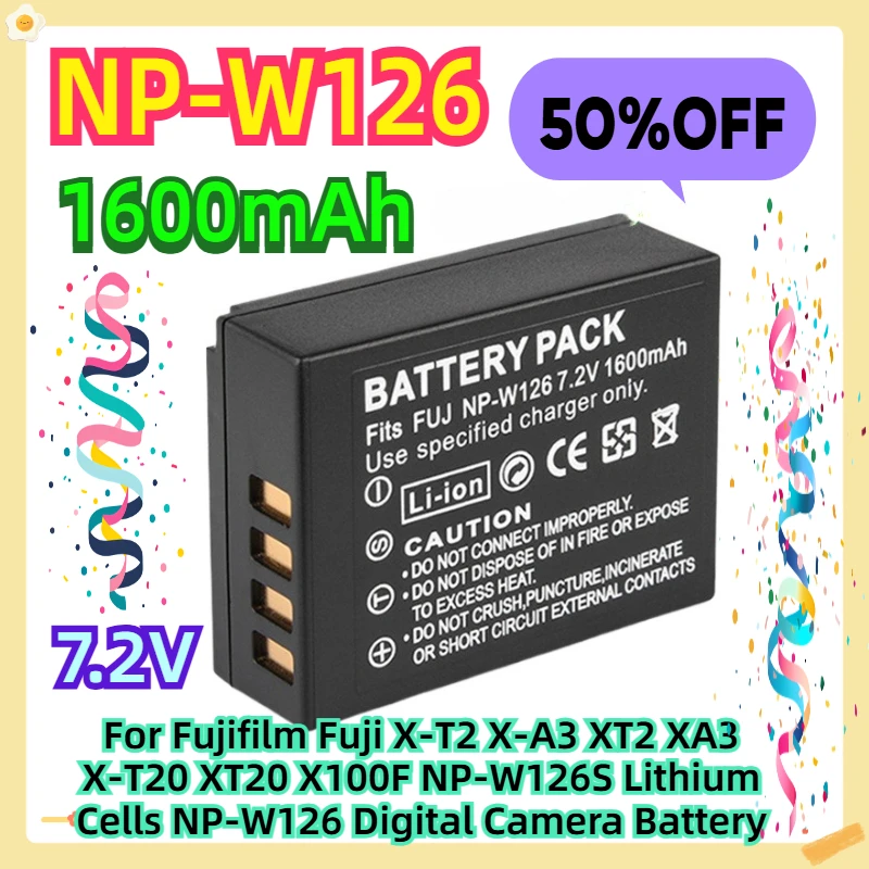 

For Fujifilm Fuji X-T2 X-A3 XT2 XA3 X-T20 XT20 X100F NP-W126S Lithium Cells NP-W126 Digital Camera Battery 7.2V 1600mah