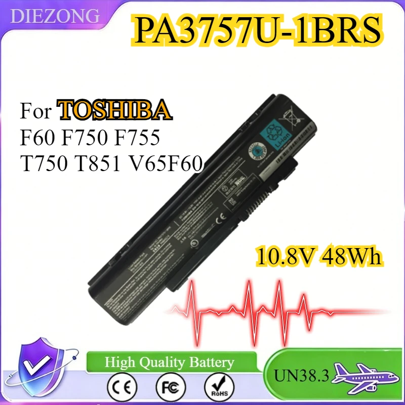 

PA3757U-1BRS PABAS213 Laptop Battery for Toshiba Dynabook Qosmio V65 F60 F750 T851 F755 T750 F60-00M F755-3D290 10.8V 48Wh