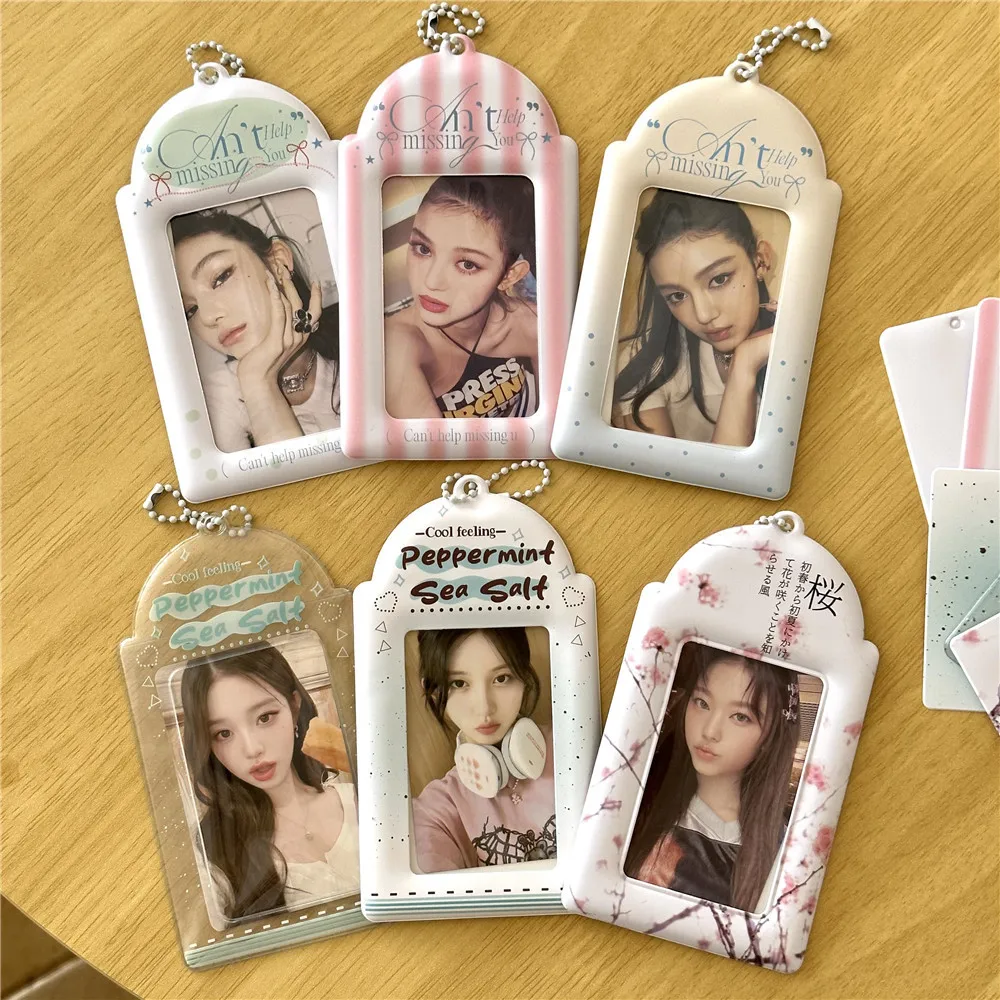 Transparent PVC Card Cover Ins Kpop Idol Photo Clip Storage Protective Sleeve Bag Decor Photocard Display Pendant Keychain 1PC