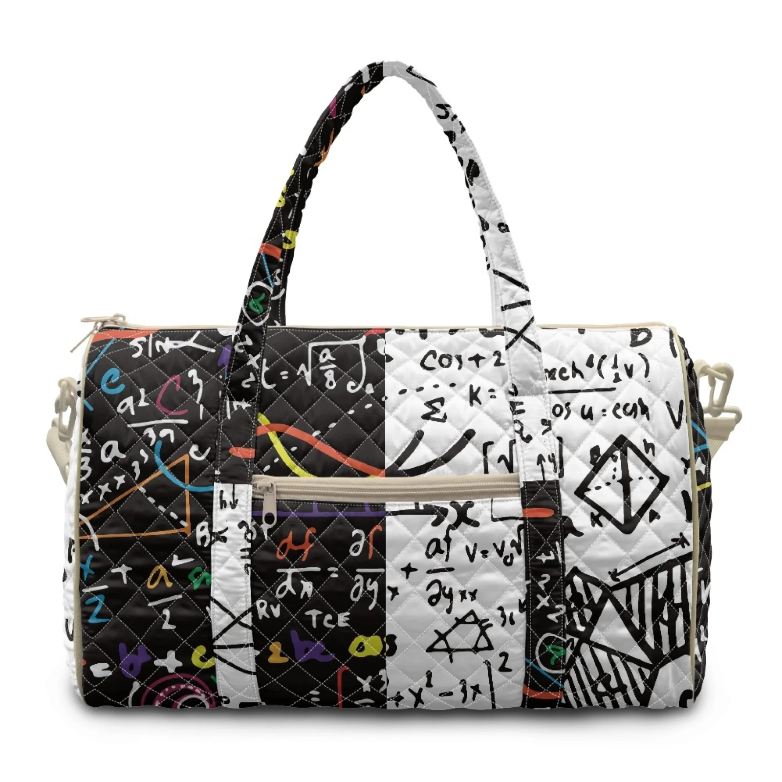 Coloranimal Math Equations New Trend Lightweight Quilted Tote Bag for Womens Polyester Quilted Luggage Bag
