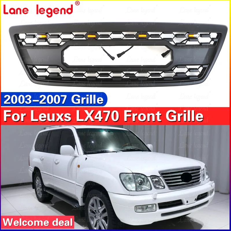 New ABS Material Racing Grill W/light Fit For LEXUS LX470 2003-2007 Front Grille Accessories Car Anterior Reticulum