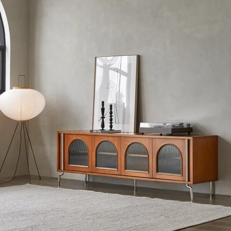 

Solid wood TV cabinet Small apartment light luxury floor cabinet Retro creative locker