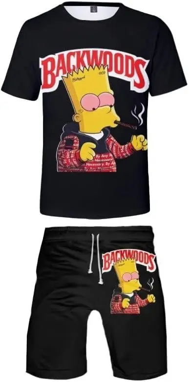

Anime Shirt and Shorts sets Casual Tshirt and Pants Tracksuits Beach Pants Swim Trunks Suit for men