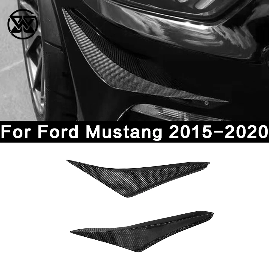 Carbon Fiber Front Bumper Wind Knife Splitter For Ford Mustang 2015-2020 Car Spoiler Wind Knife Surround Trim Cover