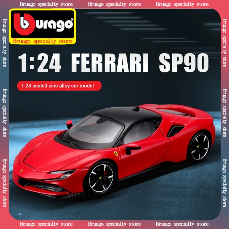 Bruago-preto modelo de simulação de liga automotiva, carro esportivo estático, coleção, decoração, presentes masculinos do brinquedo, SDF 90, 1:24