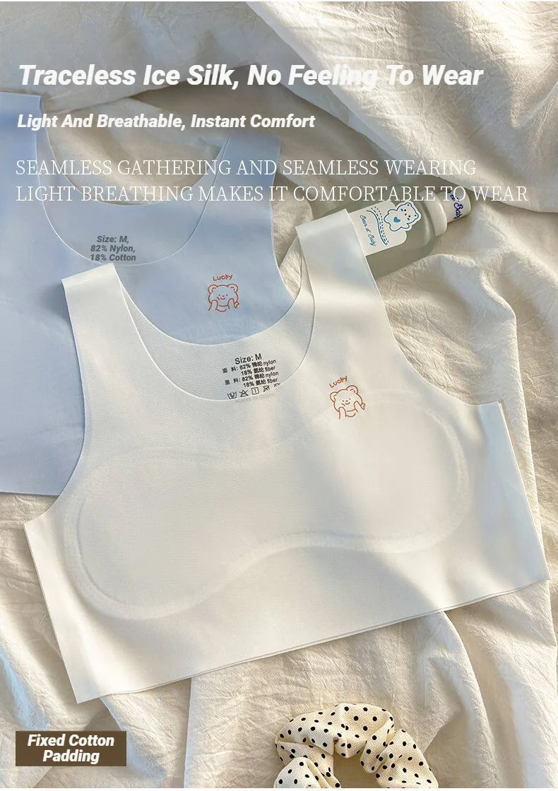 3-teiliges, bequemes, atmungsaktives, einfaches Trainings-BH-Unterhemd für Teenager, weiche, elastische, hautfreundliche Dessous für Mädchen, ohne Stahlring – Detail 3