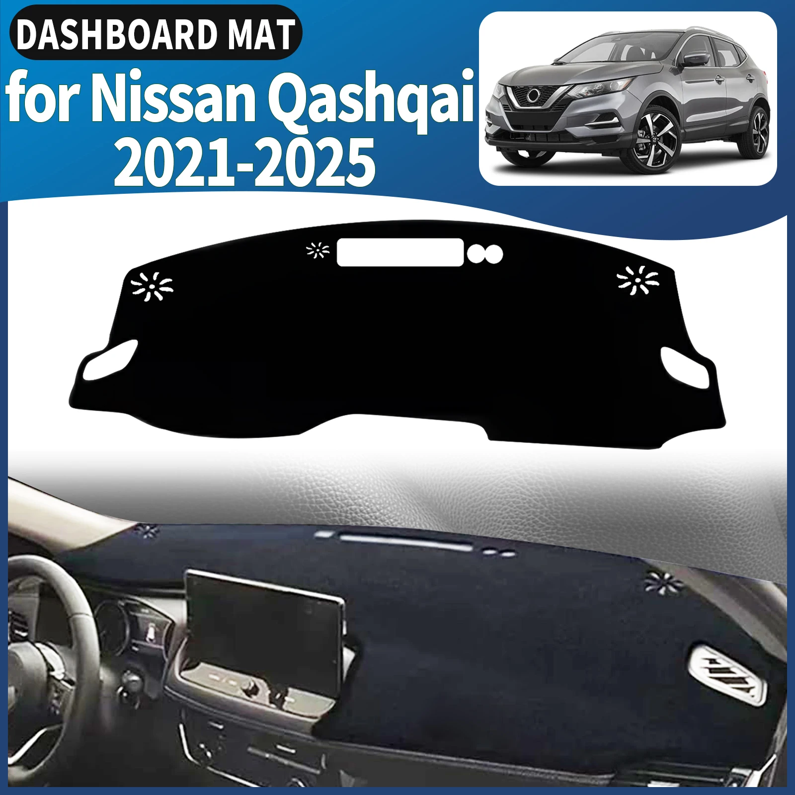 

fit for Nissan Qashqai J12 2021-2025 Car Dashmat Dashboard Cover Pad DashMat Sunshade Protective Carpet Accessories Leather