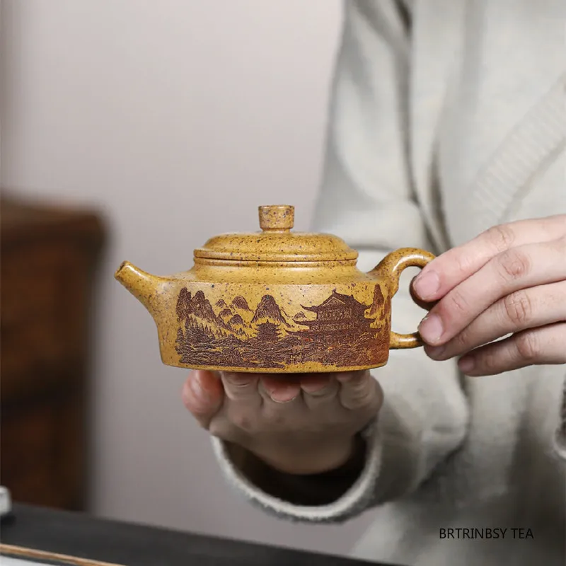 الصينية ييشينغ الأرجواني الطين إبريق الشاي التقليد اليدوية براد شاي الجمال الشاي Infuser غلاية الخام خام Zisha طقم شاي Teaware 220 مللي