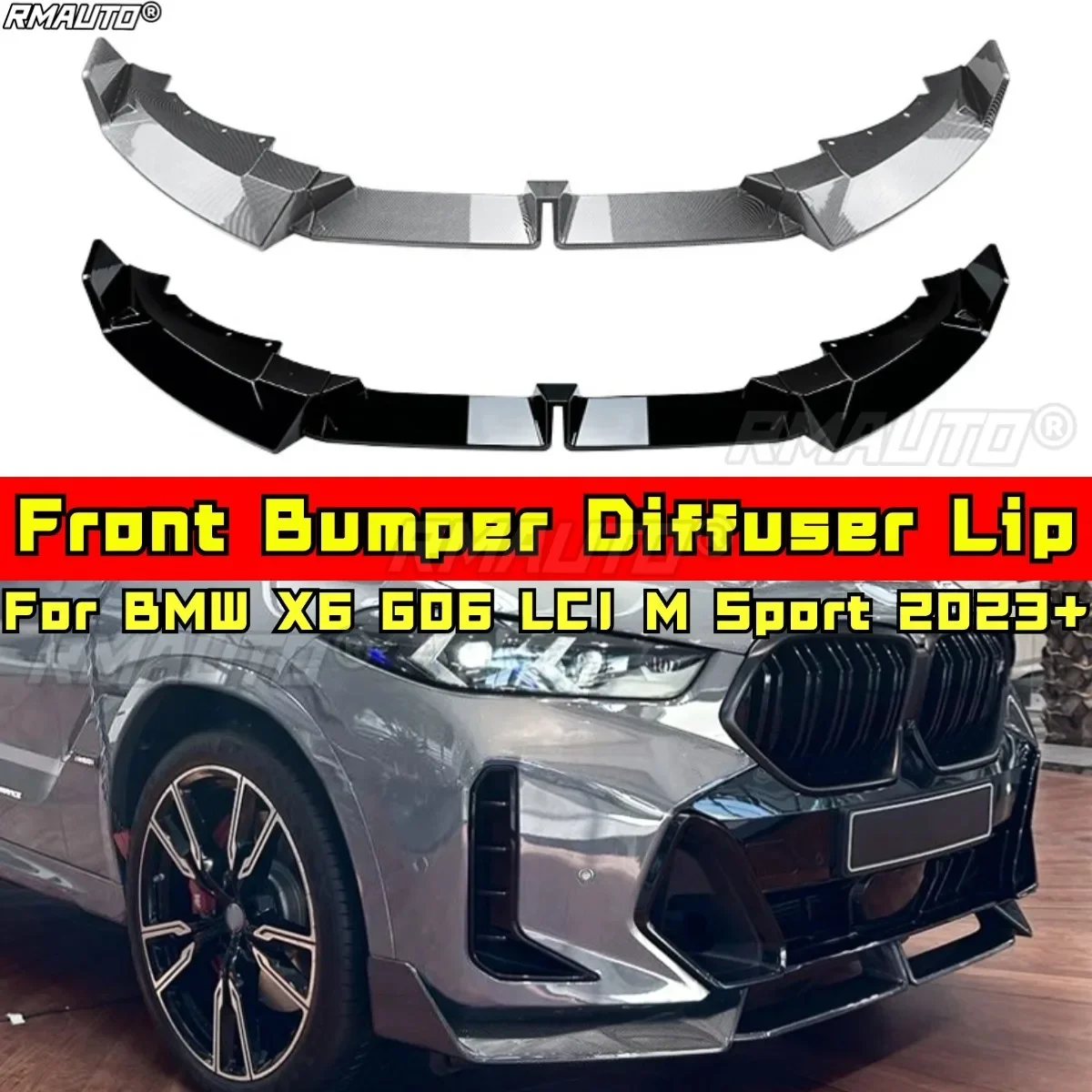 

Для BMW X6 G06 LCI M Sport Фартук-сплиттер переднего бампера Комплект передней крышки для BMW X6 G06 LCI M Sport 2023+ Автомобильные аксессуары
