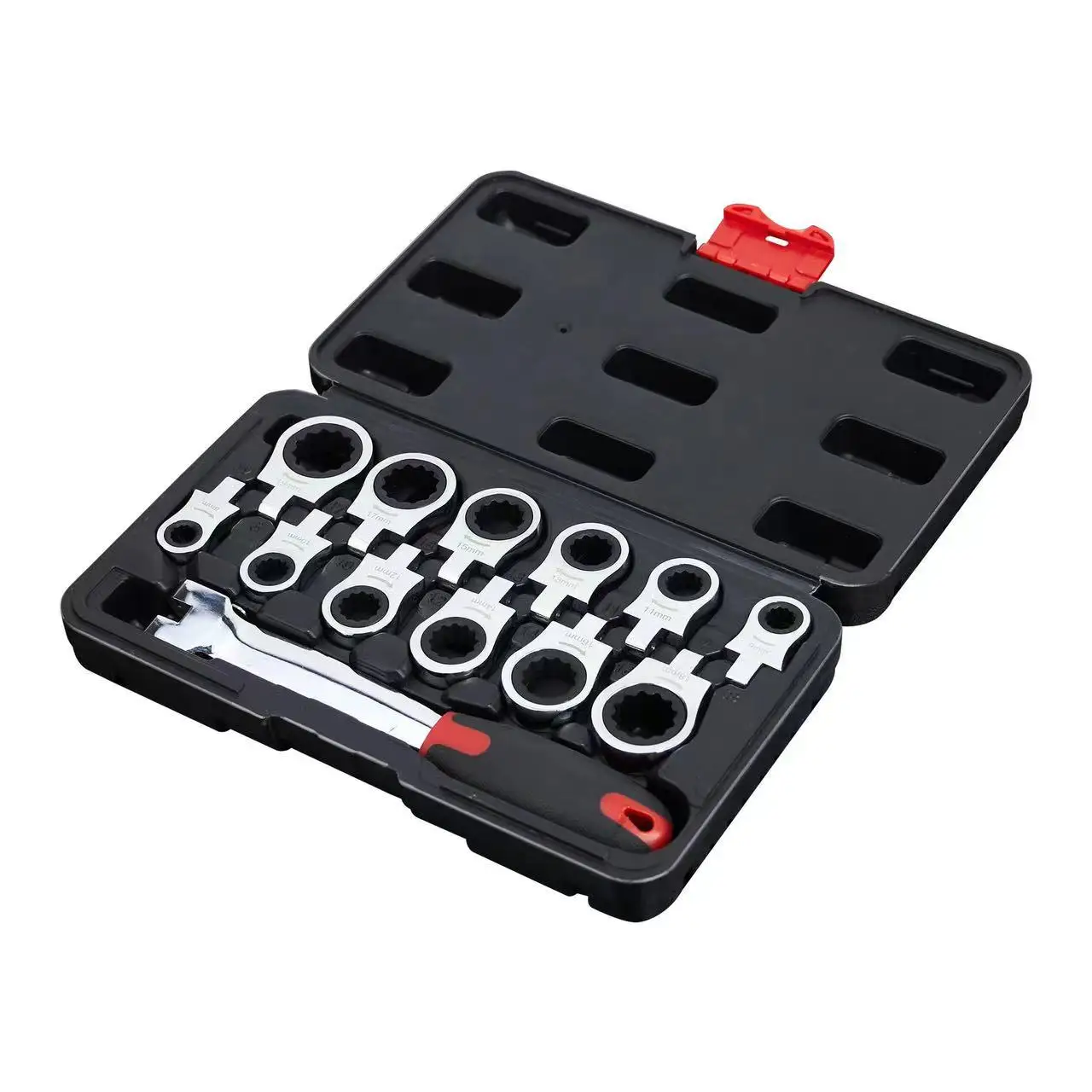 

12-in-1 Interchangeable Head Flexible Ratchet Wrench Set Quick-Release Combination Spanner Kit