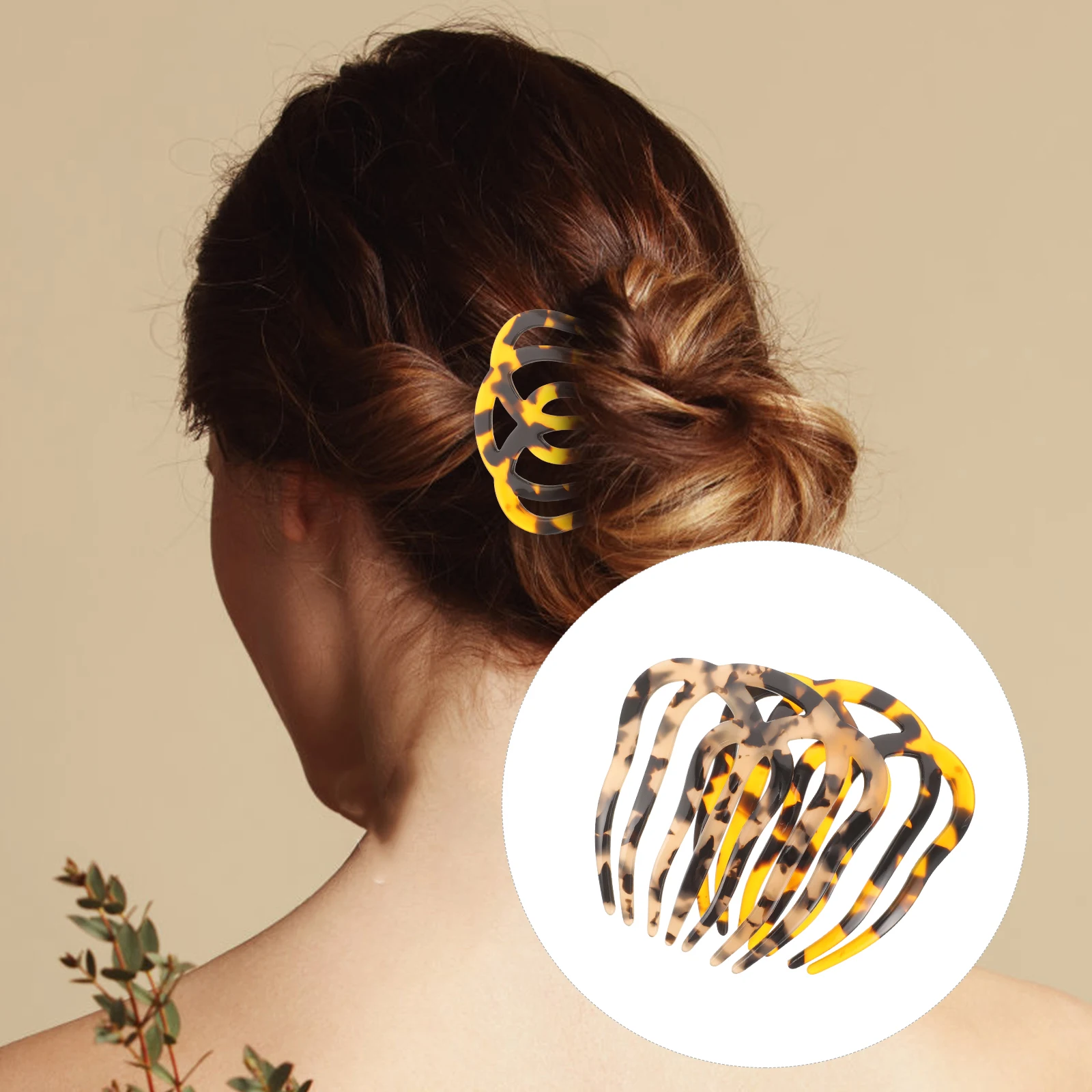 

2 pcs Acetate Combs Vintage Seven Teeth Styling Multipurpose Hair Combs Accessories Hair Clips For Women TORTOISE Shell