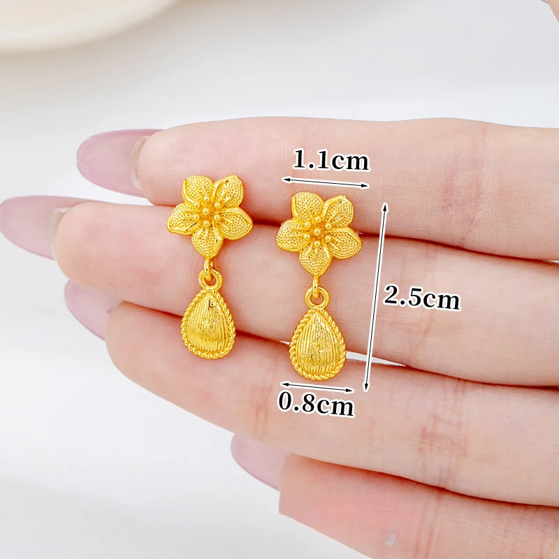 999 Gold Chinese Style Filigree Hollow Earrings – Sweet & Fresh Vintage Look, Luxury China Chic