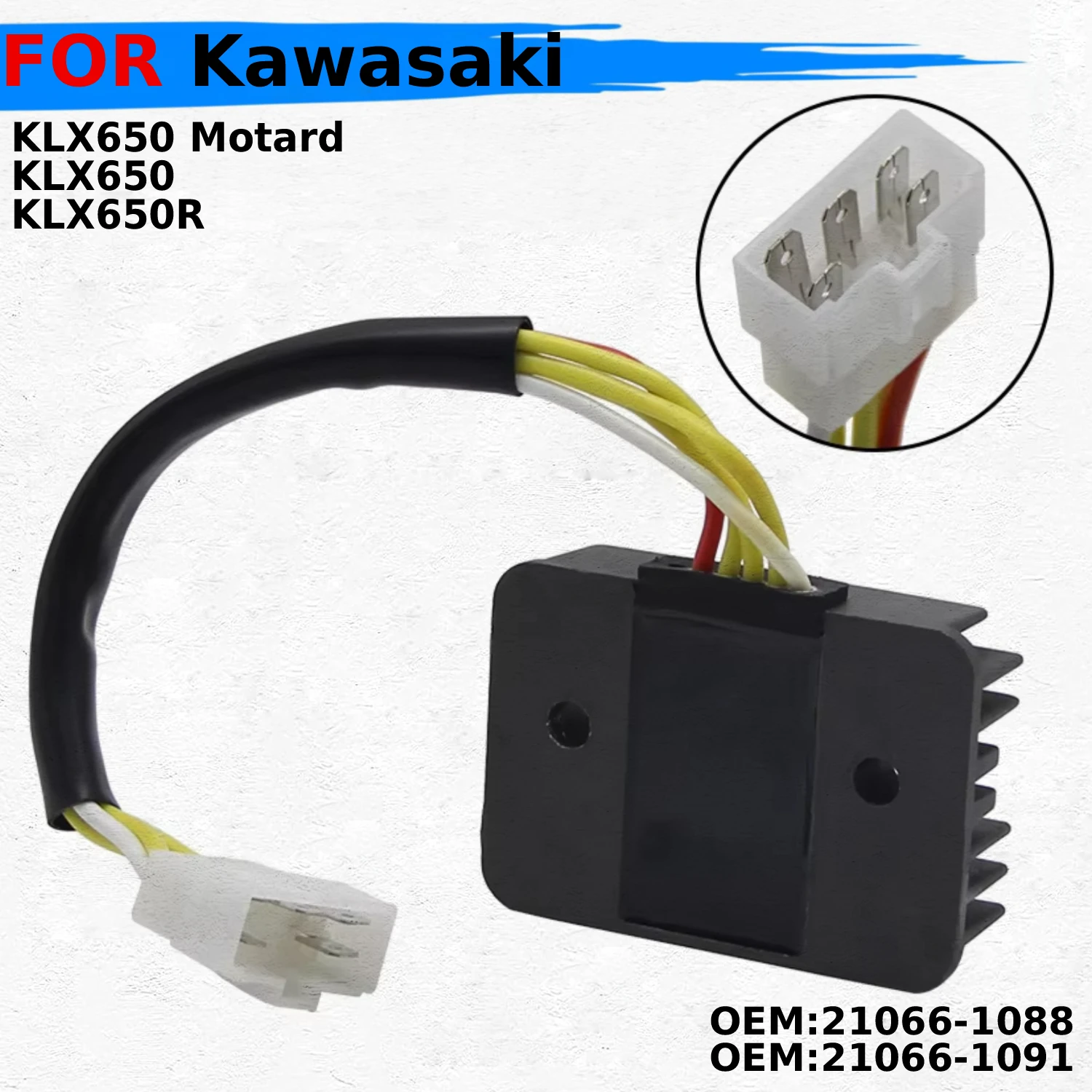 

Voltage Regulator Rectifier For Kawasaki KLX650 1993-2001 Kawasaki KLX650R 1996-2001 Kawasaki KLX650 Motard 1993-1996 21066-1088