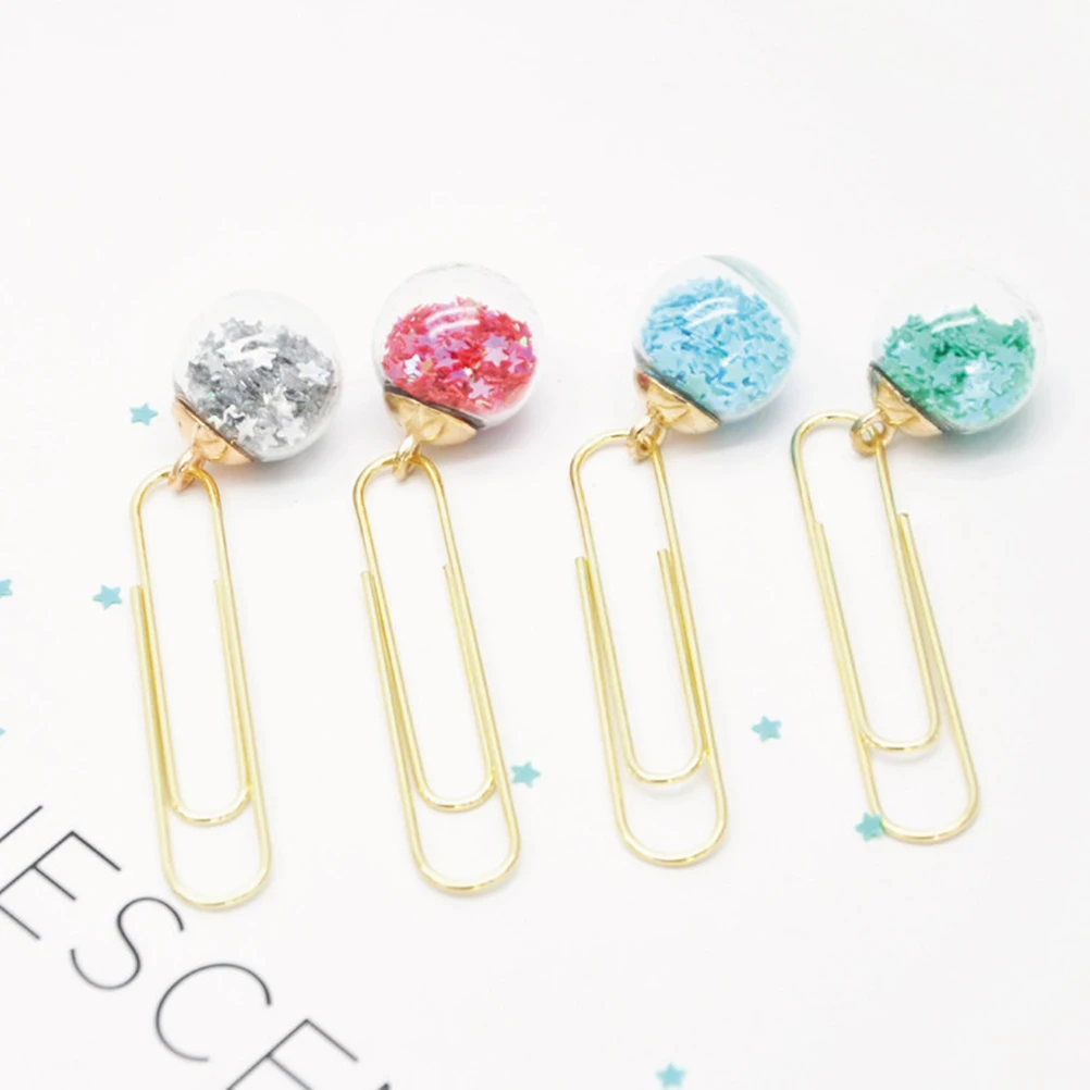 

5 Pcs Crystal Bookmarks Metal Paper Clips Fun Shape Magnetic Page Markers for School Office Document Storage Photos