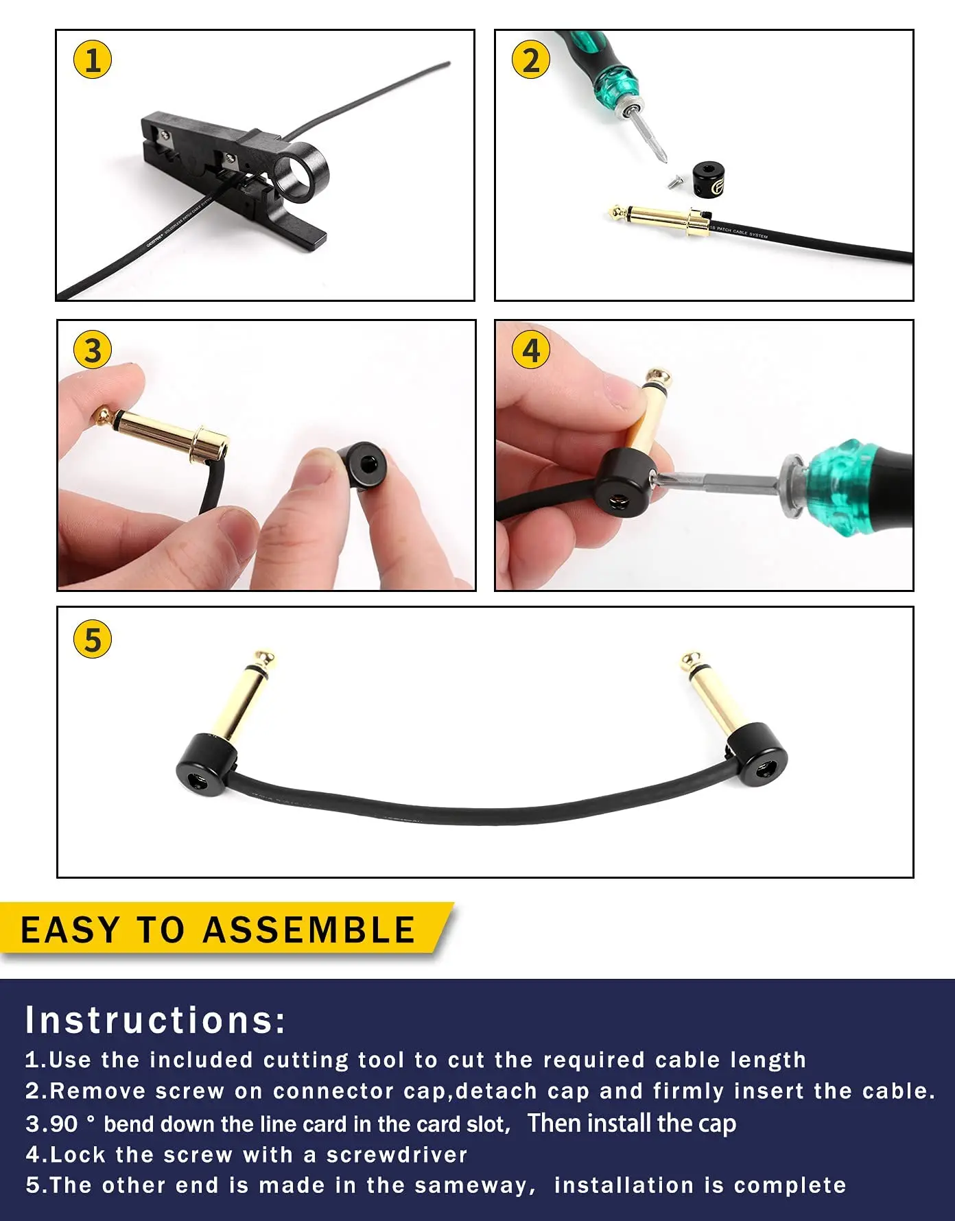 Ghost Fire SP-02 DIY Solderless Pedalboard Cable Kit for Guitar Effects & Pedal Board, with Cutter, Bolt Driver