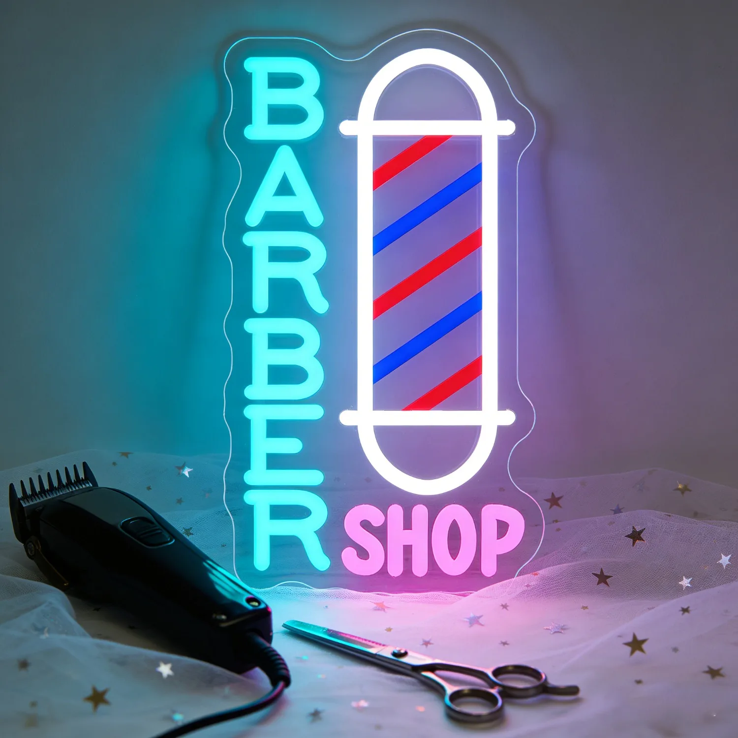 理髪店ネオンサイン-ヴィンテージバーバーポール-led調光ネオンライト-サロンルーム-メンズルーム-レトロオフィス-理髪店装飾-オープニングギフト