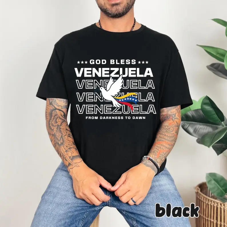 

Венеэльяанская футболка God Bless Венесуэла Футболка Freedom Dark To Dawn Джерси Футболка Franela