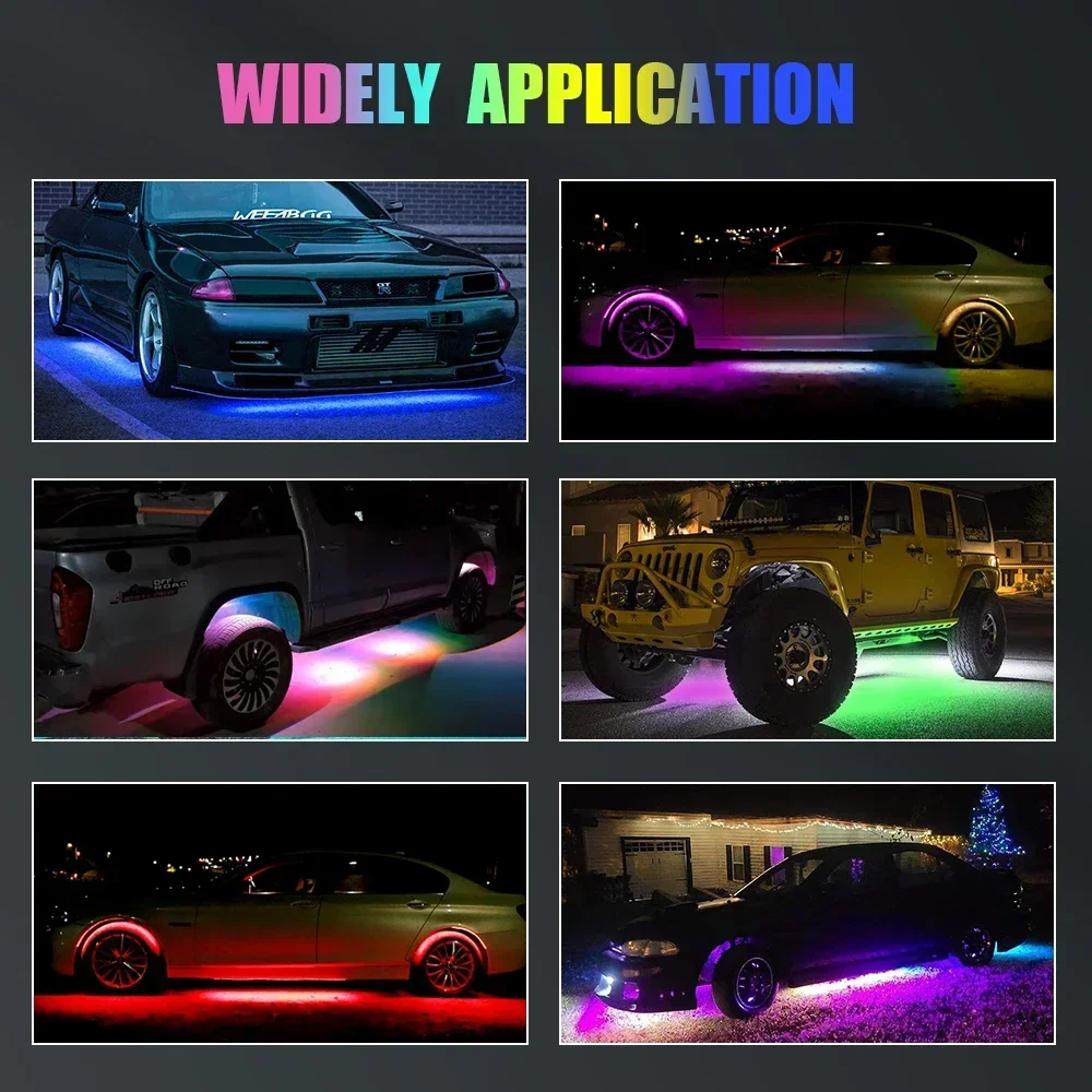 LED Jeep Off Road Truck Marine RGB Rock Light Music Sync 4/6/8/10/12 Bluetooth APP Controllo Car Chassis Luci decorative