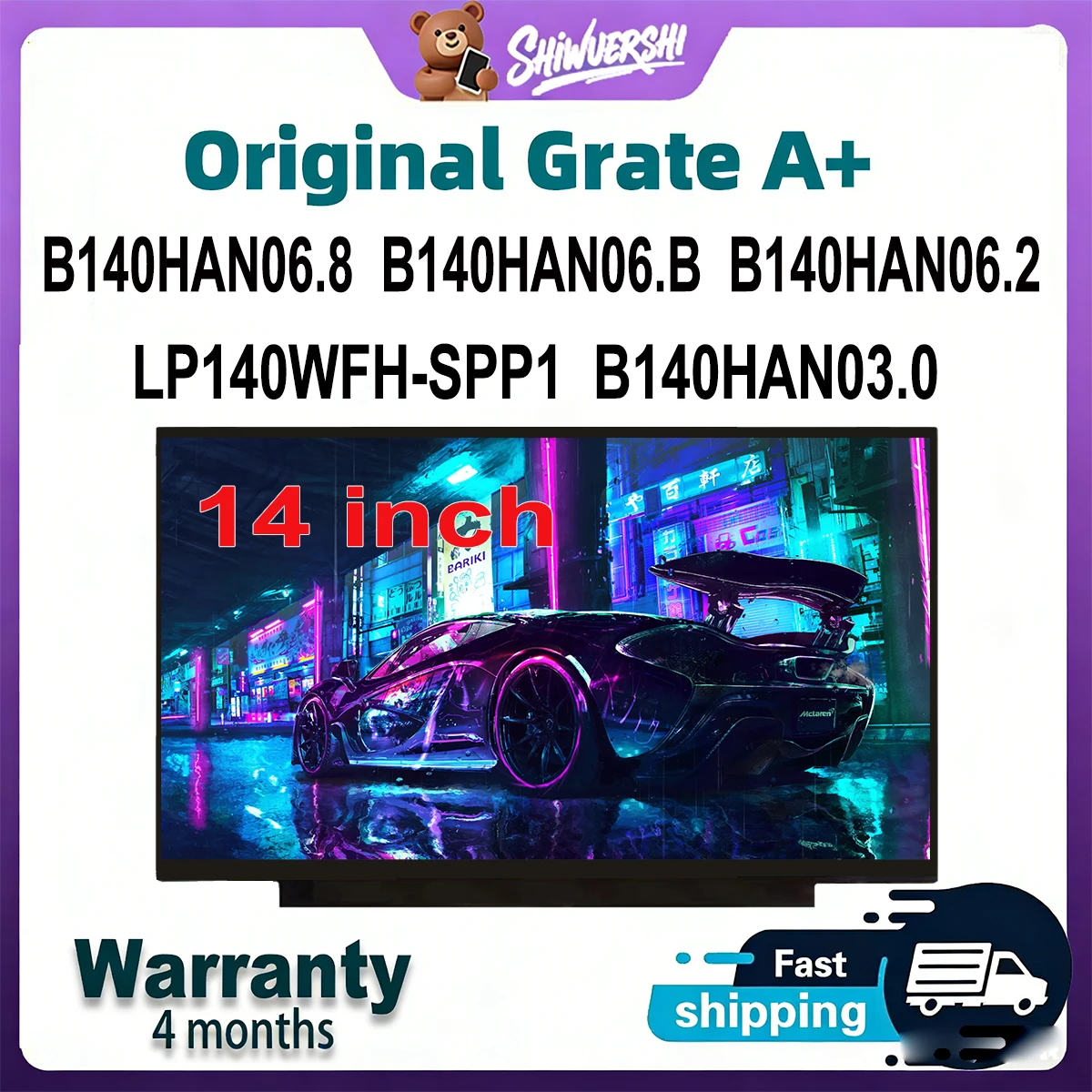 

Wholesale 14" Laptop Lcd Screen Monitor Panel Slim B140HAN06.8 B140HAN06.B B140HAN06.2 LP140WFH SPP1 B140HAN03.0 60Hz 30 pins