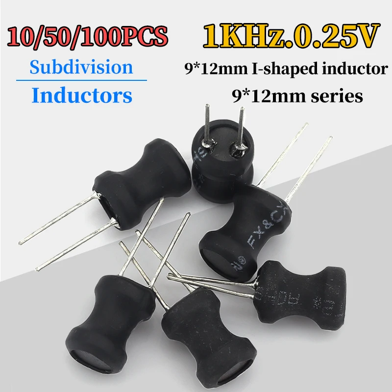 I-shape Power Inductor 9×12mm Copper Winding 6.8uH 22uH 33uH 47uH 68uH 100uH 150uH 220uH 330uH 470uH 1mH 2.2mH 3.3mH 4.7mH 10mH