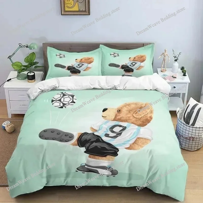

3D Print Bear Print Digital Polyester Bedding Sets,Girl's Boys Duvet Cover Set for Teens Queen Quilt Cover with Pillowcase