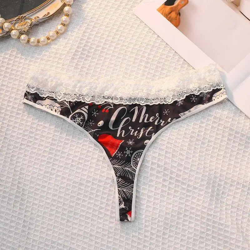 Lencería de estilo navideño para mujer, bragas sexis cómodas y amigables con la piel de cintura baja, ropa interior de algodón, regalo de fiesta japonés
