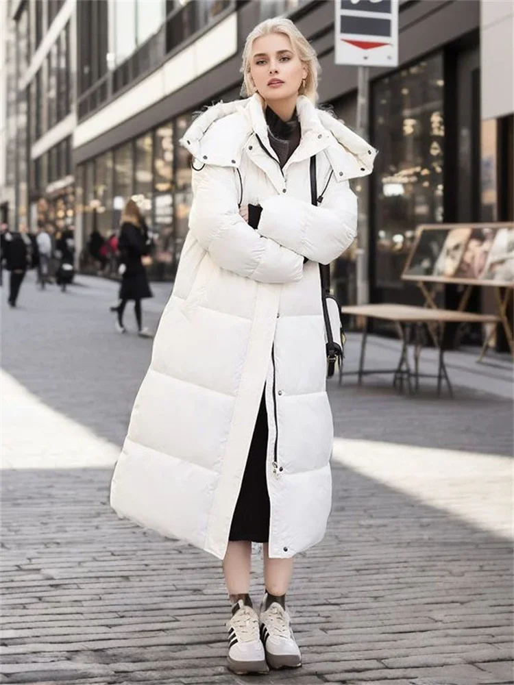 

Cotton Coat Women White Long Hooded Parkas Coat Clothing 2023 Winter New Fashion Pink Black Loose Thick Warmth Bread Jacket
