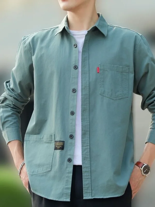 

Retro Japanese Sle Pure Cotton Long Sve Casual Workwear irt for Men Resistant to Dirt And Wear Loose Fit Outerwear