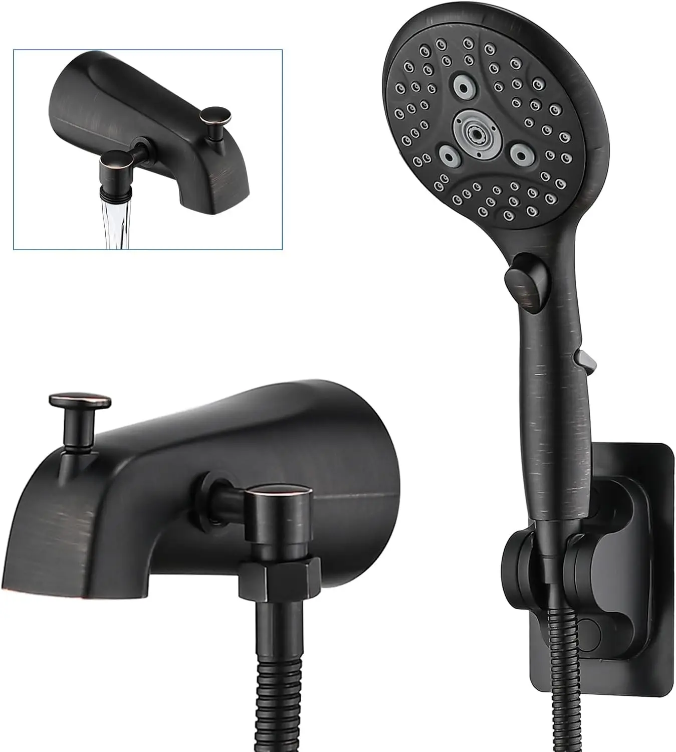 

All Metal Bathtub Faucet with Sprayer Oil Rubbed Bronze, 6-Setting Handheld Shower with On/Off Pause Switch