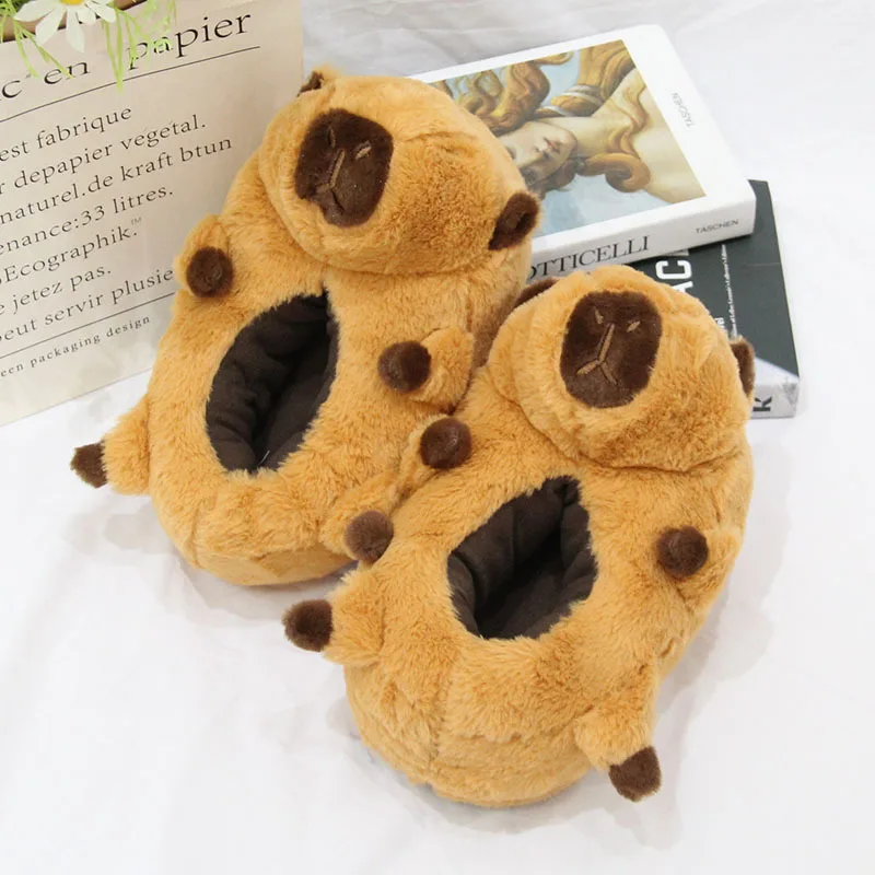 Kawaii Capybara Winter Cute Girls Y2K Cotton Slippers Anime Role-Playing Home Warm Non-Slip Thickened Slippers Christmas Gift