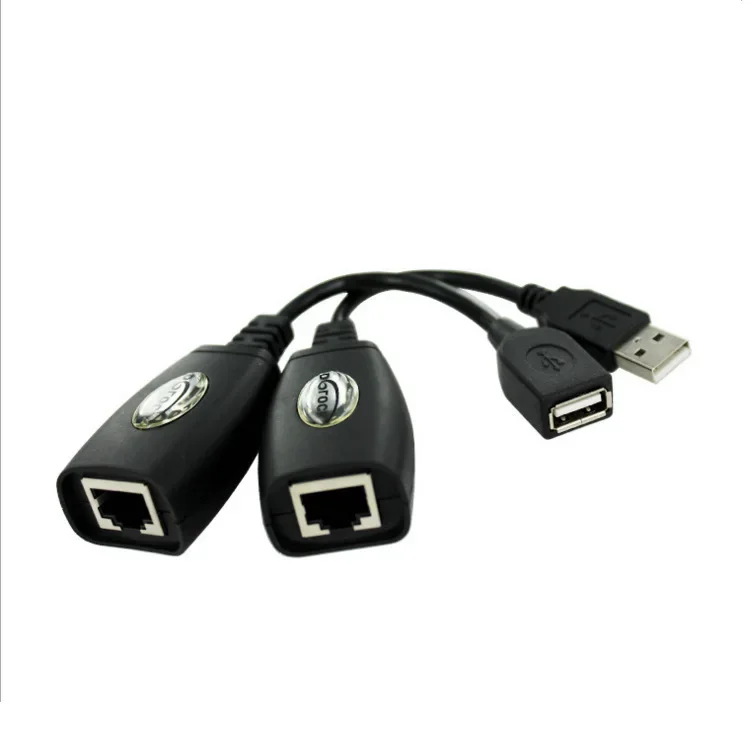 2pcs USB zu rj45 rj 45 lan Kabel verlängerung adapter Extender über cat5 rj45 cat6 Patchkabel schwarz Netzwerk zubehör