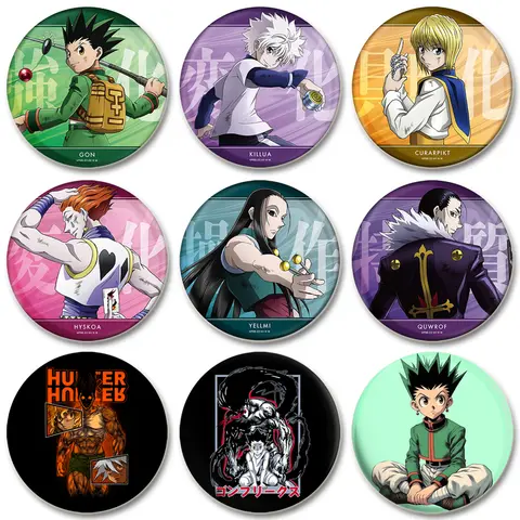 32/44/58 มม.Anime Hunter X Hunter ป้าย Lapel Pins รูปการ์ตูนเข็มกลัดกระเป๋าเป้สะพายหลังเสื้อผ้าอุปกรณ์เสริมแฟน Collecte