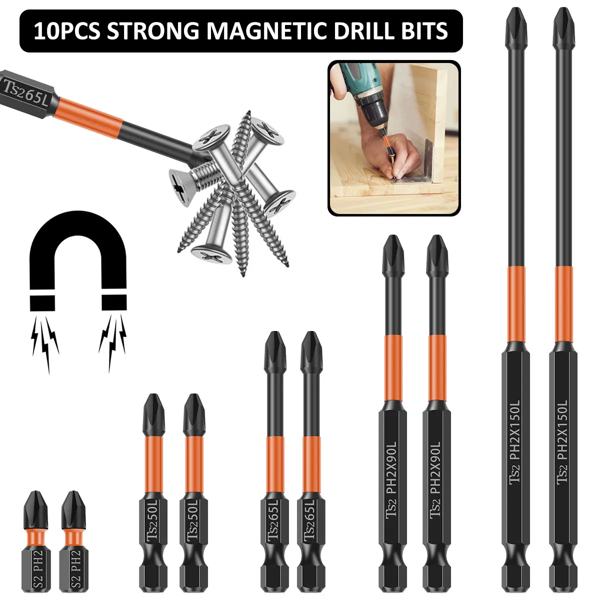 Magnetic Batch Head Impact Strong Cross 25/50/65/90/150mm Anti Non-slip High Hardness Impact Screwdriver Bit Screwdriver Set