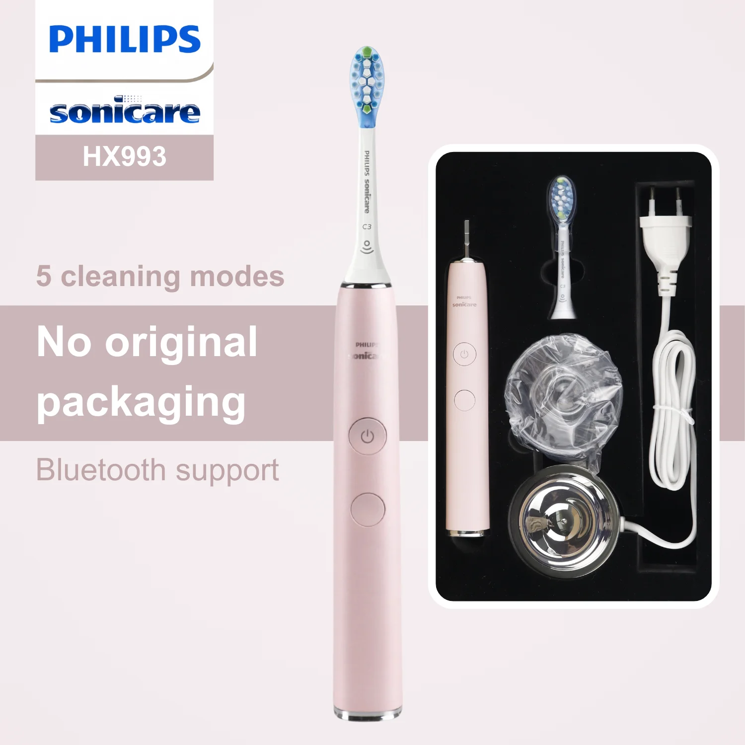 

Philips Sonicare Electric Toothbrush HX993, No Original Packaging, Bluetooth Connectivity, 5 Modes