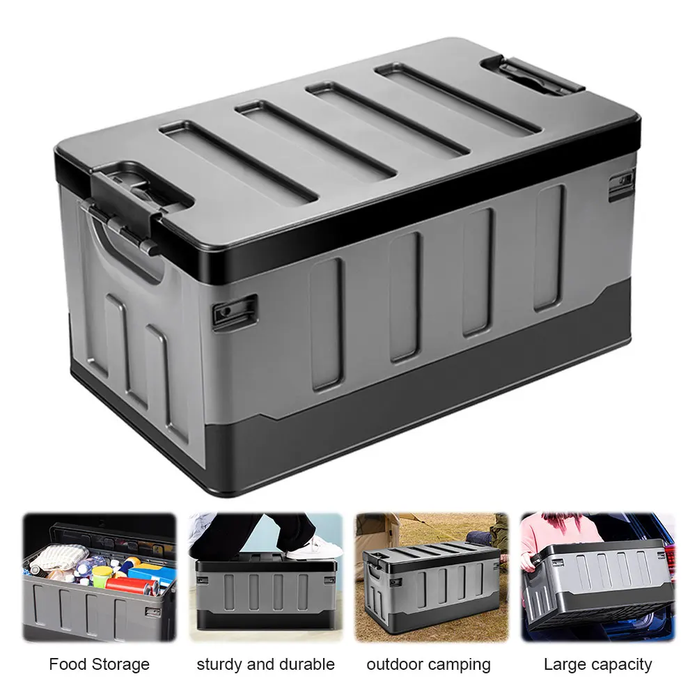 

60L Large Camping Storage Box Portable Waterproof Container Car Seat Storage Case Folding Outdoor Organizer for SUV Cars Stowing