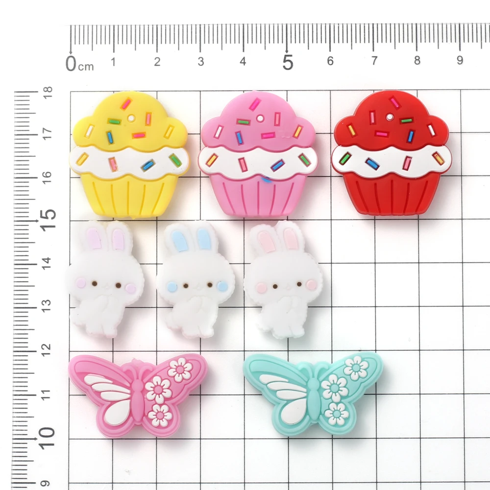 10Pcs 19x32mm Cartoon Butterfly Silicone Beads Food Grade Teether Bead For Jewelry Making DIY Pacifier Chain Necklace Bracelet