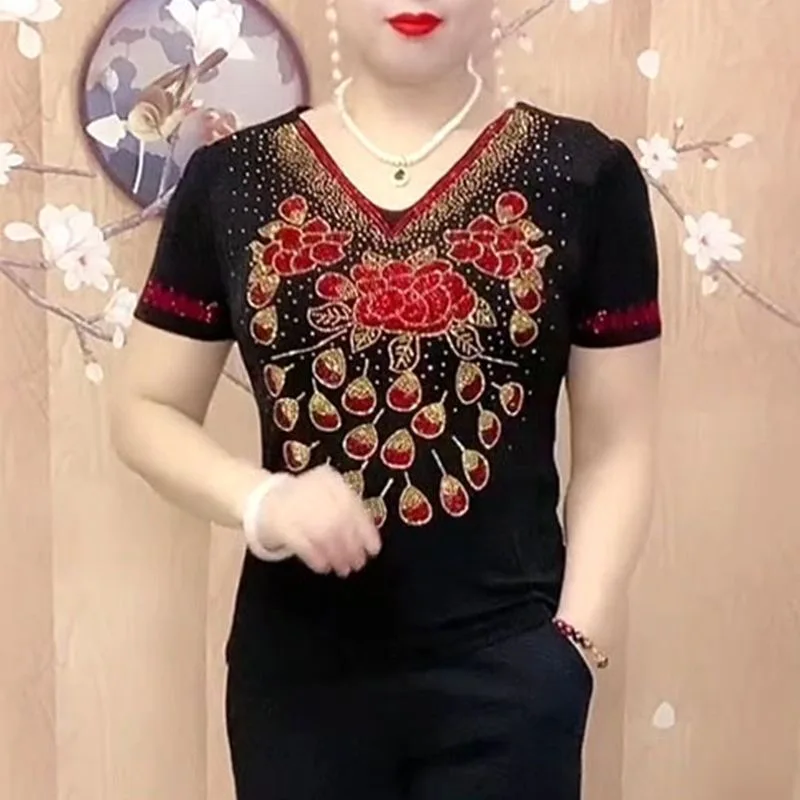 

Print T Shirt Women Pullovers 2025 Summer Clothes For Women Tees Top Short Sleeve Women's T-shirt