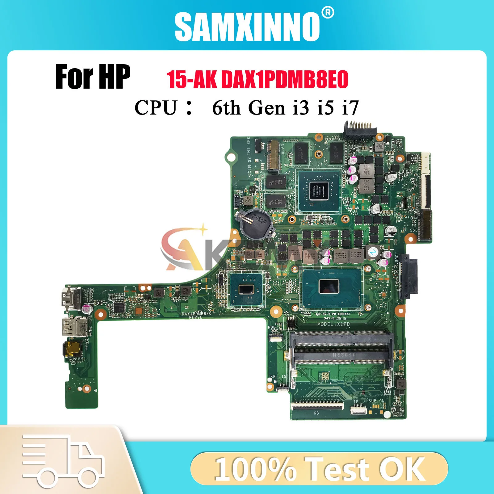 

DAX1PDMB8E0 Laptop Motherboard For HP Pavilion 15-AK With i5 i7 CPU GTX950 4GB GPU 841886-601 832847-001 100% Fully Tested