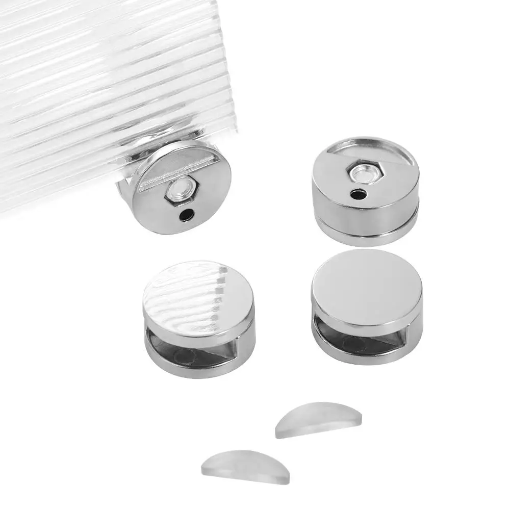 

4pcs Brackets Glass Mirror Hinger Fixed Fitting Holder Glass Shelf Support Zinc Alloy Round Glass Mirror Clamp