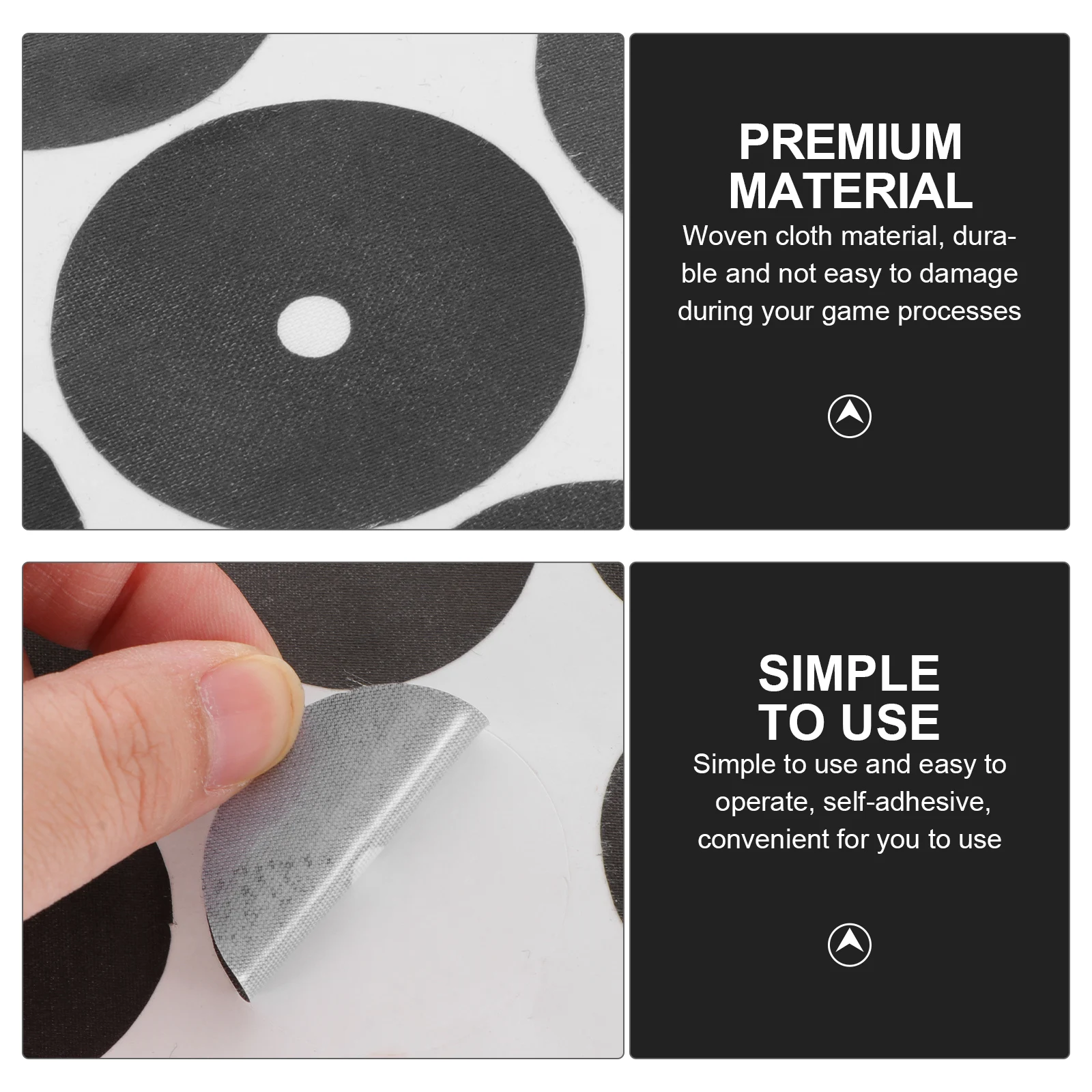 

2pcs 2 Sheets Billiards Black Spots Dot Stickers Pool Table Marker Cloth Durable Self Adhesive Compact Size Woven Material