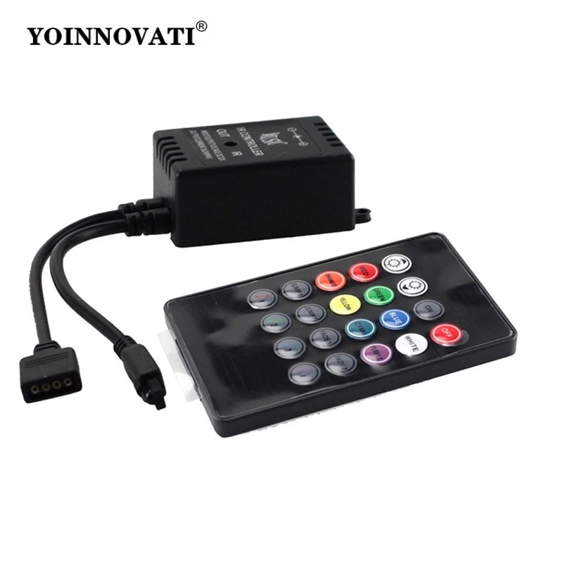 20-Key IR Remote RGB LED Music Controller, Sound Activated Color Changing Dimmer DC12V-24V for 5050 LED Strip Lights