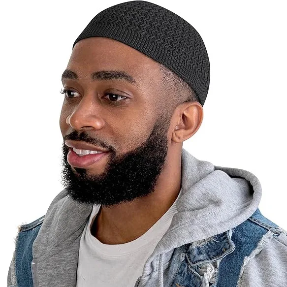 قبعة مسلمة الخريف والشتاء محبوك قبعة الرجال والنساء متموجة الجاكار البطيخ الفراء قبعة قبة الصوف Headhat #5