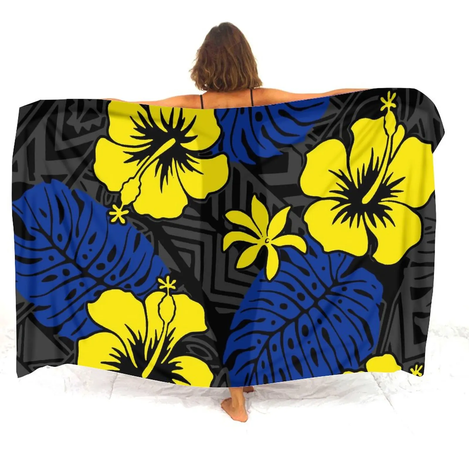 Sarong maillot de bain femme une pièce artistique Floral personnalisé polynésien Bikini couvrir complète coupe-vent exquise veste Saron