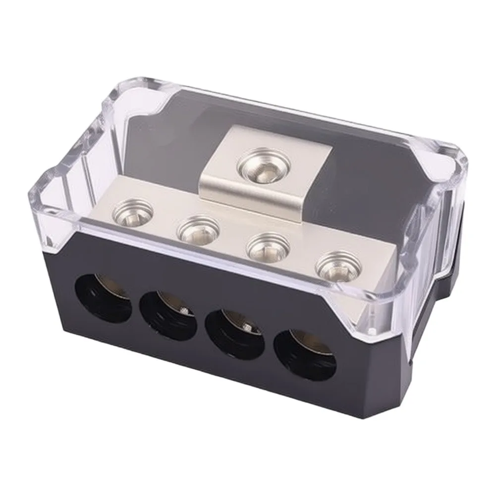 2 Pack 4 Way Power Distribution Block for Car Audio 12V 48V Support 0 2 4 AWG Input 4 8 10 AWG Output Black Clear