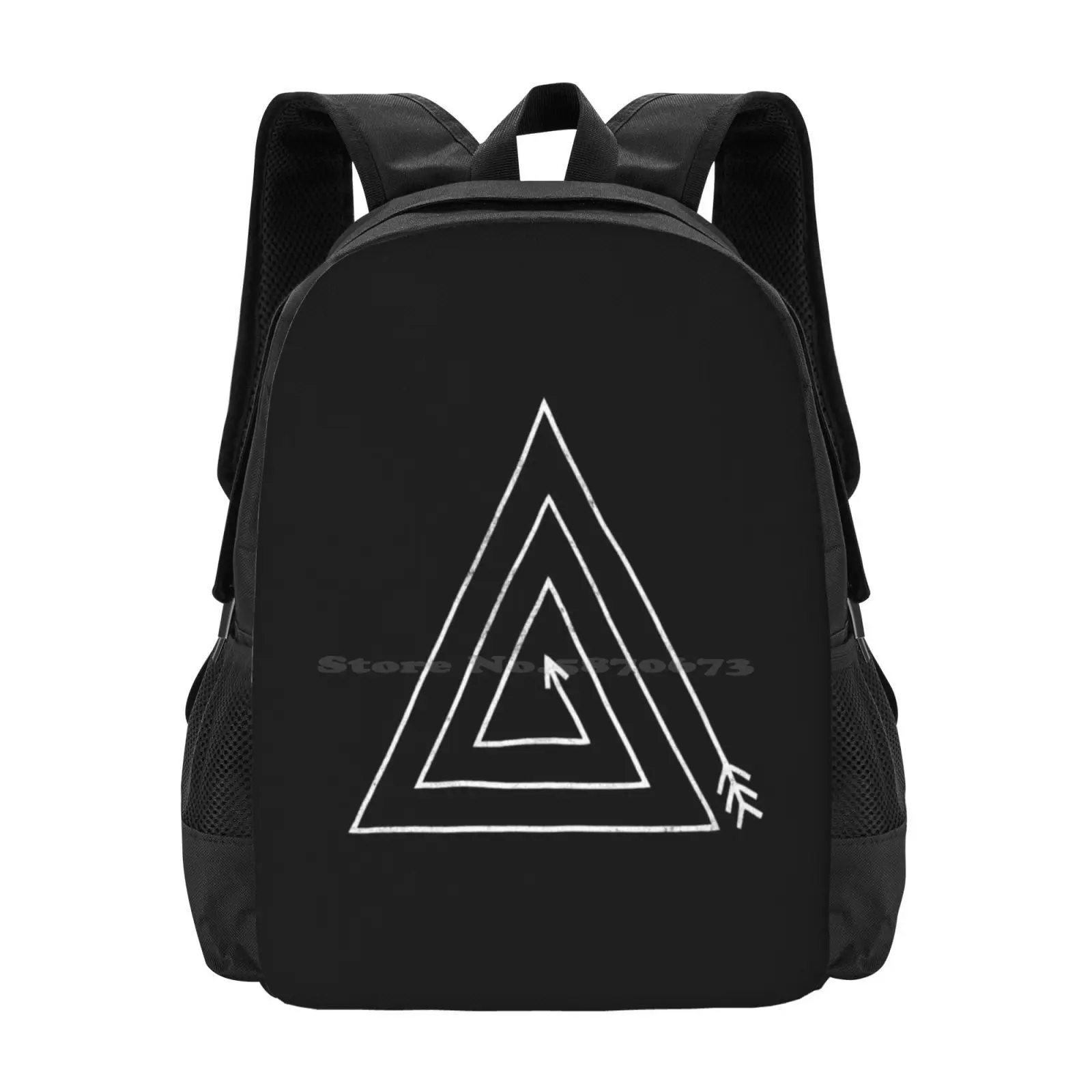 Arrow Triangle Backpack For Student School Laptop Travel Bag Arrow Triangle Black And White Geometric Abstract Terry Fan